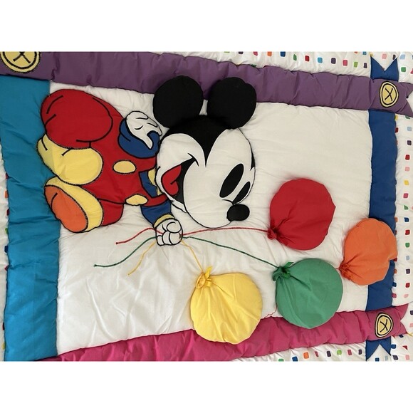 Disney Babies Mickey Mouse Balloons primary colors  Crib Sized Blanket Comforter - Picture 15 of 16